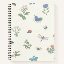 Bloemenweidepatroon Botanische tuin Bloemmotief Notitieboek
