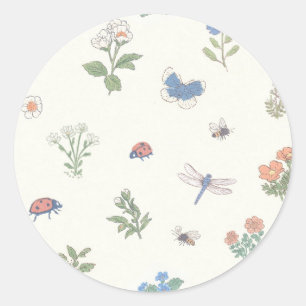 Bloemenweidepatroon Botanische Tuin Bloemstuk Ronde Sticker