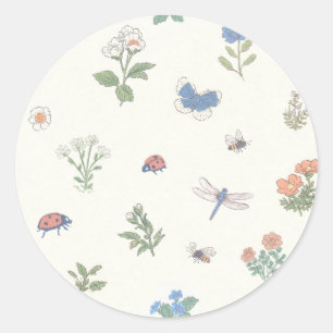 Bloemenweidepatroon Botanische Tuin Bloemstuk  Ronde Sticker