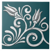 Bloemenwerveling naadloze rand - wit marmer tegeltje (Voorkant)