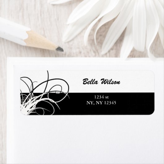 Bloemenwervelingen Adreslabel Etiket (Insitu)