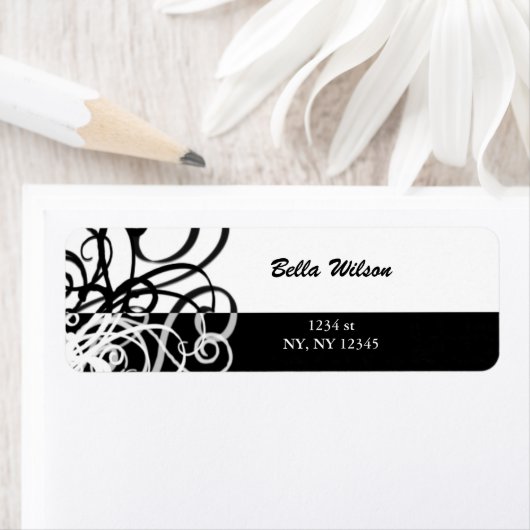 Bloemenwervelingen Adreslabel Etiket (Insitu)