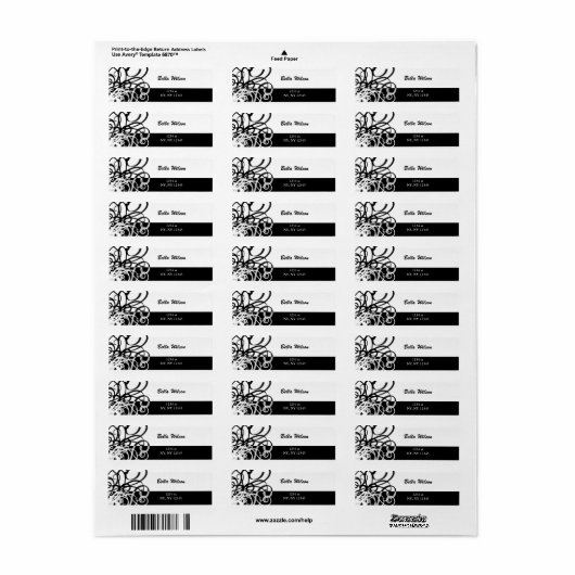 Bloemenwervelingen Adreslabel Etiket (Full Sheet)