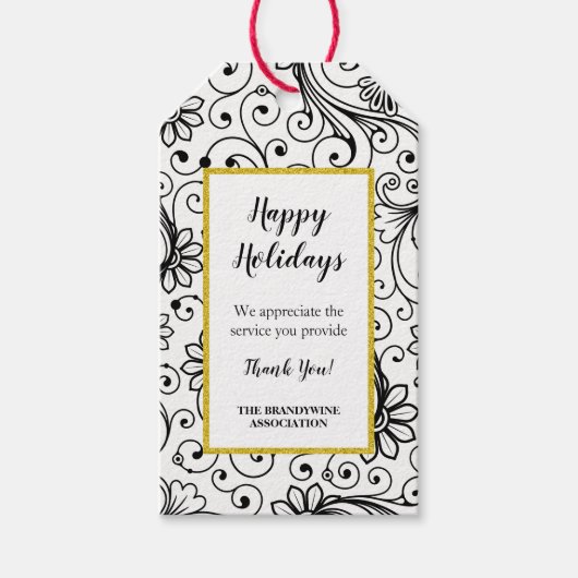 Bloemenwervelvakantie dank u cadeau label cadeaulabel (Voorkant)