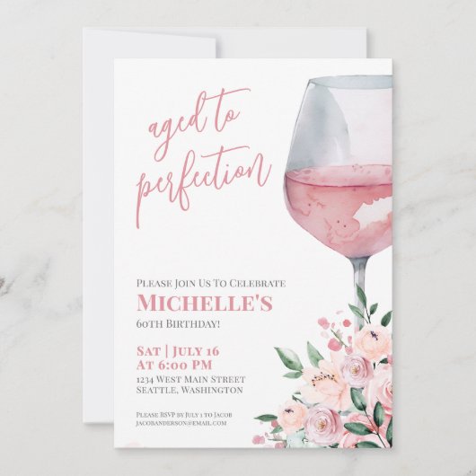 Bloemenwijn 60ste verjaardagsfeest kaart (Voorkant)