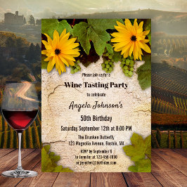 Bloemenwijnproeverij Verjaardagsuitnodiging Kaart