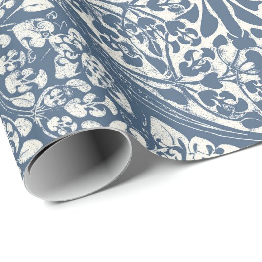 Bloemenwijnstokken Arabesque Navy Blue in Ivoor De Cadeaupapier (Rol Hoek)