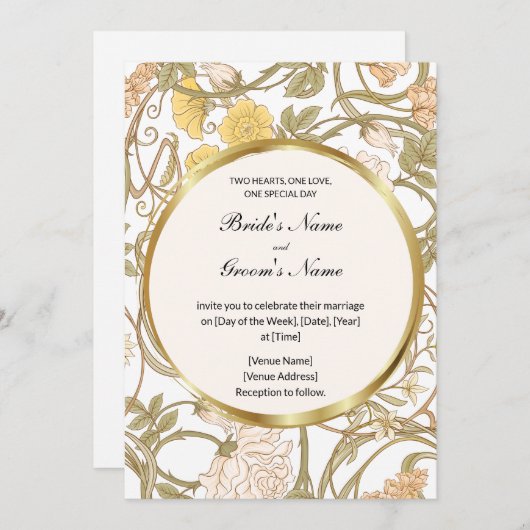 Bloemenwijnstokken bruiloft uitnodiging (Voorkant / Achterkant)