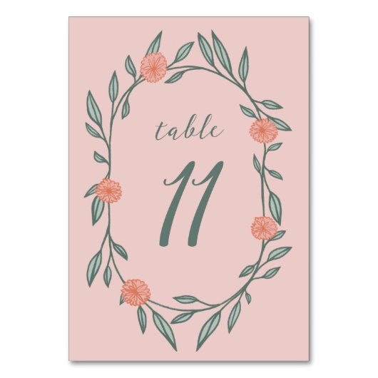 Bloemenwijnstokken krans chique elegante roze groe kaart (Achterkant)