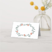 Bloemenwijnstokken krans chique elegante roze groe plaatskaartje (Voorkant)