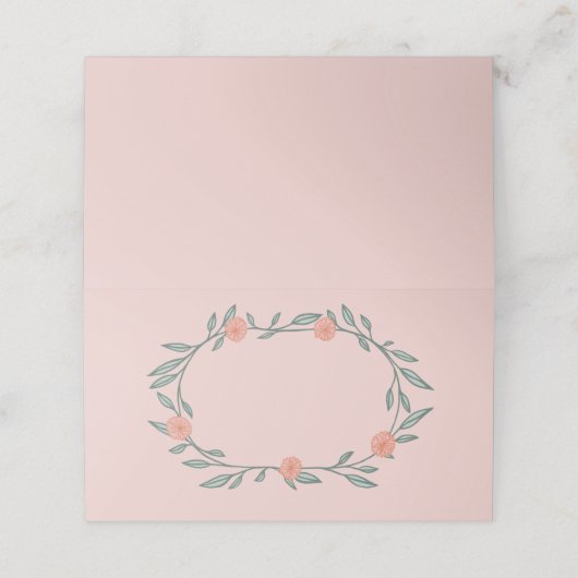 Bloemenwijnstokken krans chique elegante roze groe plaatskaartje (Buitenkant ongevouwen)