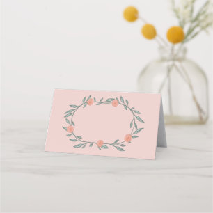 Bloemenwijnstokken krans chique elegante roze groe plaatskaartje