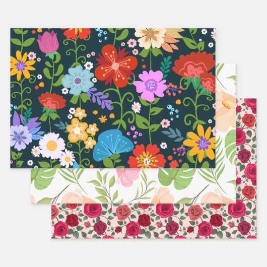 bloemenwikkelpapierstel | Elegante bloemenverpakki Inpakpapier Vel (Set)
