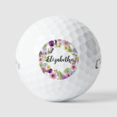  bloemenwilde bloem met aangepaste naam dames golfballen (Voorkant)