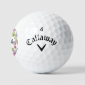  bloemenwilde bloem met aangepaste naam dames golfballen (Logo)