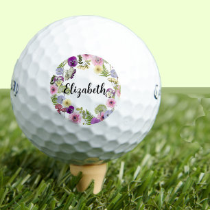 bloemenwilde bloem met aangepaste naam dames golfballen