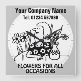 Bloemenwinkel Bloemist Wall Vierkante Klok