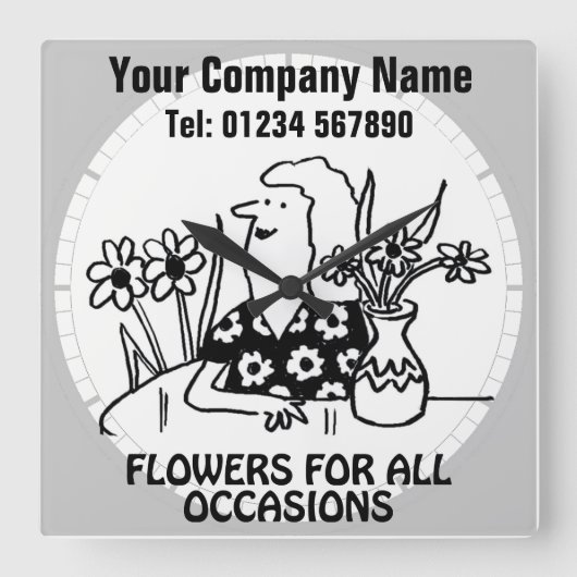 Bloemenwinkel Bloemist Wall Vierkante Klok (Voorkant)