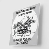 Bloemenwinkel Bloemist Wall Vierkante Klok (Hoek)