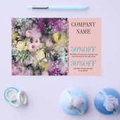 Bloemenwinkel Bloemist waterverf roze bloem Flyer (Enkel)