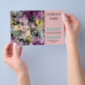 Bloemenwinkel Bloemist waterverf roze bloem Flyer (Hand)