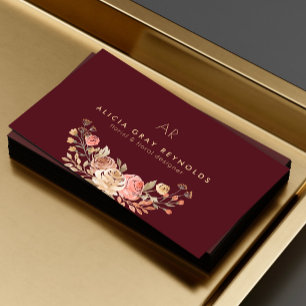 Bloemenwinkel elegante bordeauxrode bloemen bloemi visitekaartje