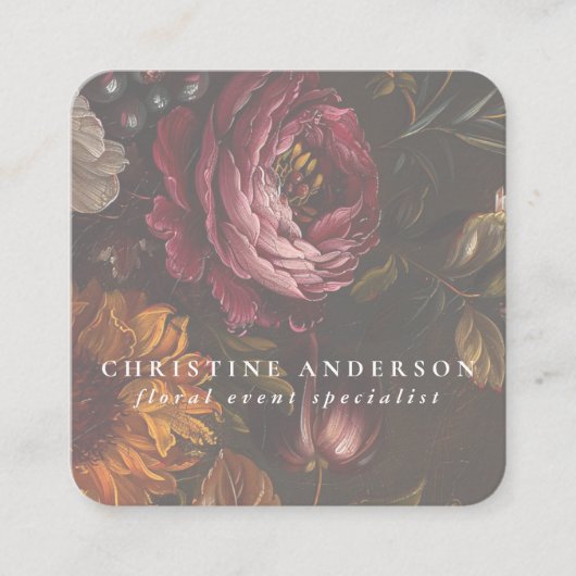 Bloemenwinkel Elegante Botanische Bloemen Vierkante Visitekaartje (Voorkant)