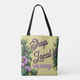 Bloemenwinkel lokaal, stad tote bag