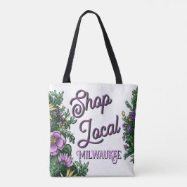 Bloemenwinkel lokaal, stad tote bag