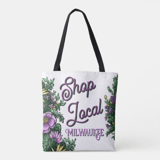 Bloemenwinkel lokaal, stad tote bag (Achterkant)