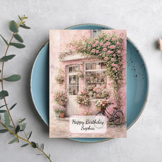 Bloemenwinkel met fiets kaart