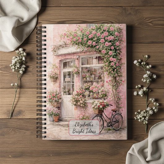 Bloemenwinkel met fiets notitieboek