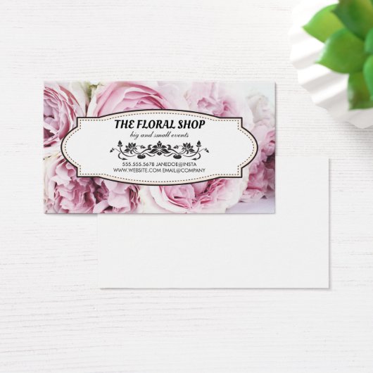 bloemenwinkel | Roze bloemen boeket Visitekaartje (Bureau)