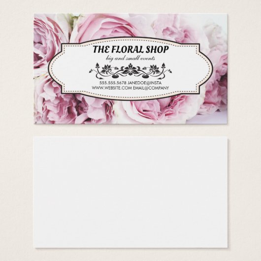 bloemenwinkel | Roze bloemen boeket Visitekaartje (Voorkant /achterkant)