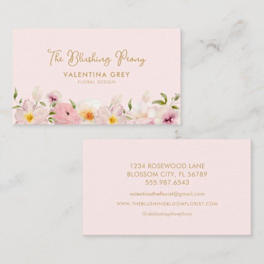 Bloemenwinkel Roze Bloemen Visitekaartje (Voorkant / Achterkant)