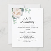 Bloemenwit 60ste huwelijksverjaardag uitnodiging (Voorkant)
