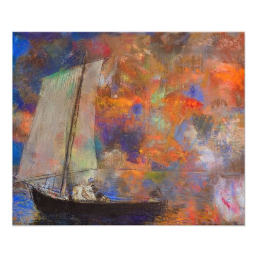 Bloemenwolken van Odilon Redon Foto Afdruk (Voorkant)