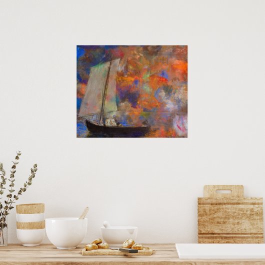 Bloemenwolken van Odilon Redon Poster (Keuken)