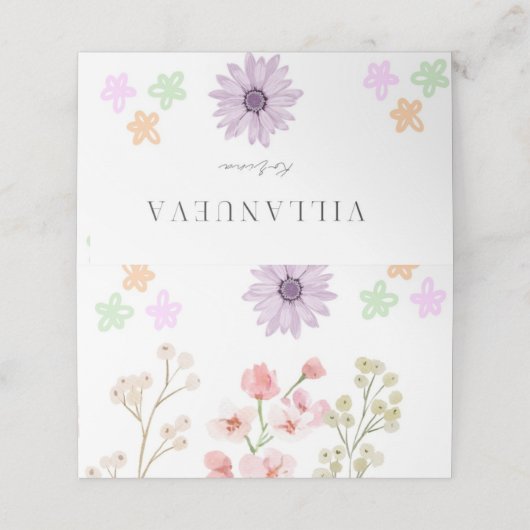 Bloemenzaadpapier vouwtafel Kaart - Place Card Plaatskaartje (Buitenkant ongevouwen)