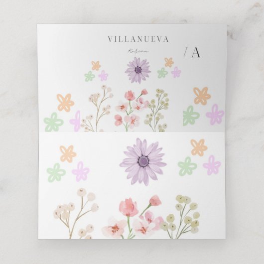 Bloemenzaadpapier vouwtafel Kaart - Place Card Plaatskaartje (Binnenkant ongevouwen)