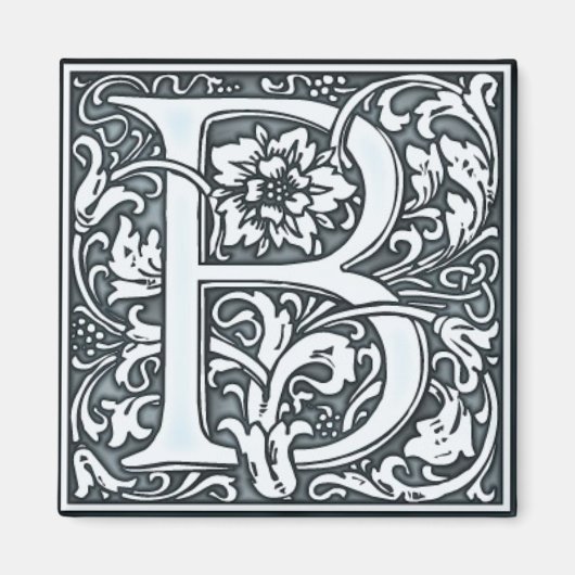 bloemenzilver-monogram - B Magneet (Voorkant)