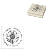 Bloemenzon #2A Naam Adres Rond Rubberstempel (Gestempeld)