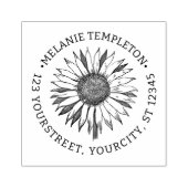 Bloemenzon #2A Naam Adres Rond Rubberstempel (Afrduk)