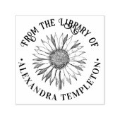 Bloemenzonnebloem #2B Ronde bibliotheekboeknaam Zelfinktende Stempel (Design)