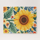 Bloemenzonnebloem Volkskunst Puzzel (Horizontaal)