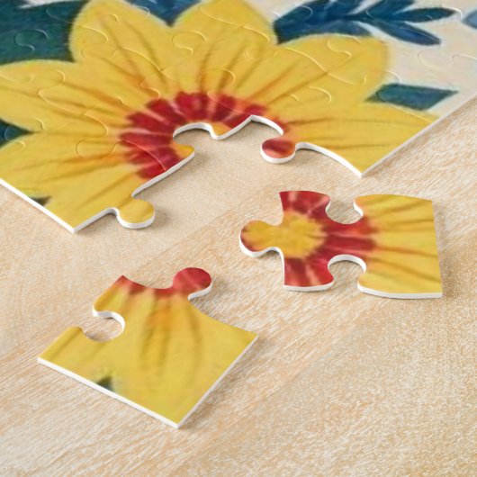 Bloemenzonnebloem Volkskunst Puzzel (Zijkant)