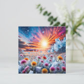 bloemenzonsondergang feestdagenkaart (Staand voorkant)