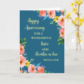 Bloemenzuster en broer in het recht Jubileum Kaart (Gele Bloem)