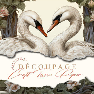 Bloemenzwanen Shabby Chic Decoupage Tissuepapier