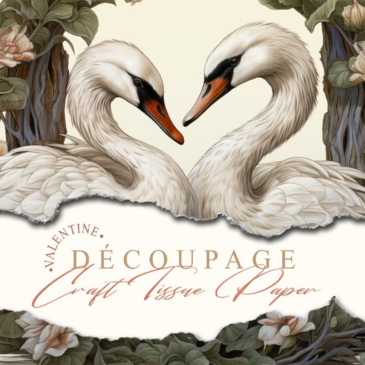Bloemenzwanen  Shabby Chic Decoupage Tissuepapier
